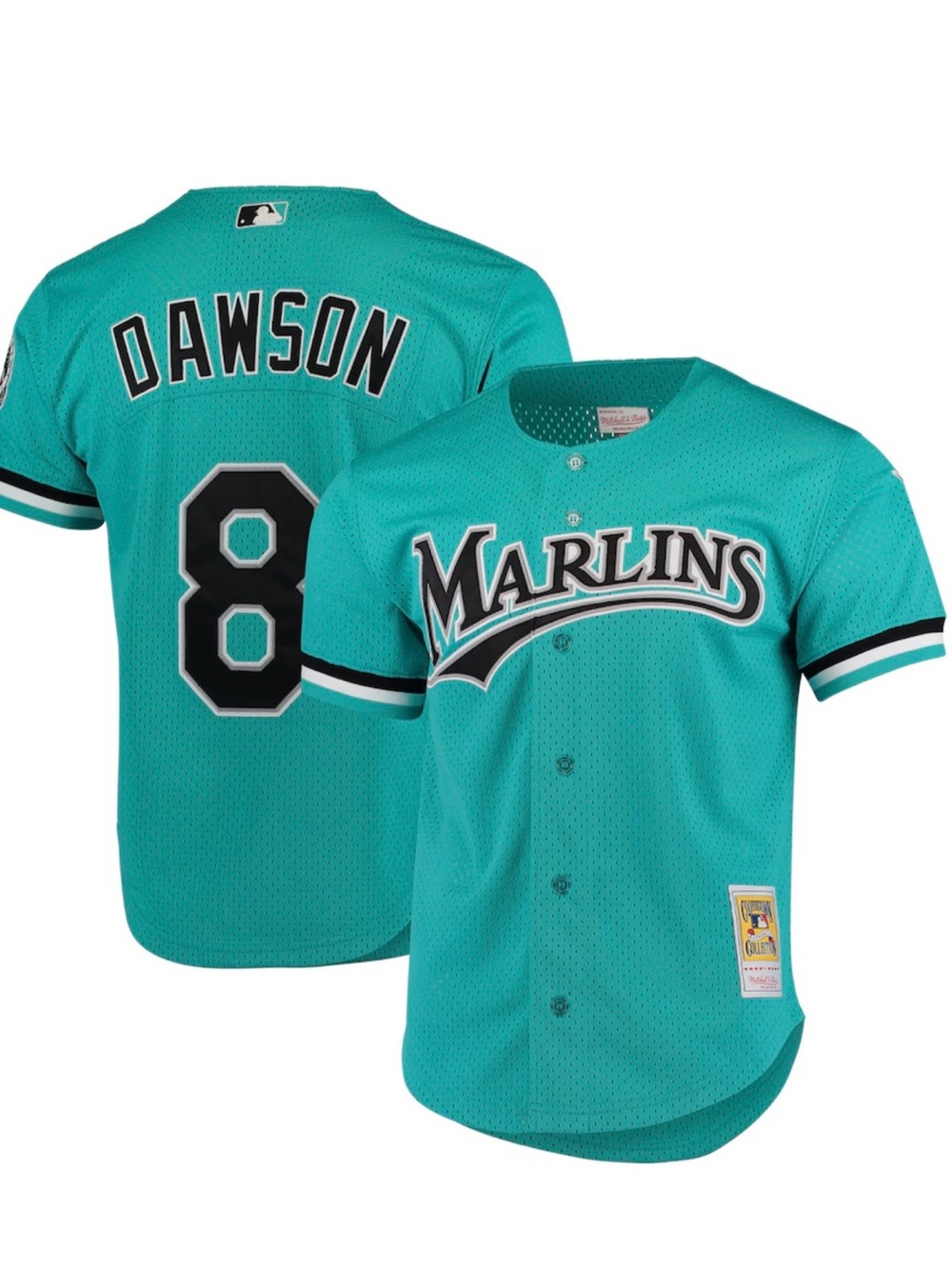 Mitchell & Ness Teal Cooperstown Collection Patch Jersey Andre Dawson Size M